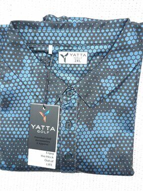 Yatta Golf Polo Shirt Mens Sz 2XL Hex Camo Blue Black NWT MSRP 50